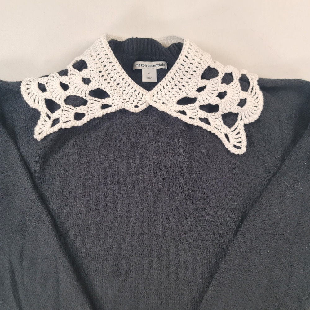 Handmade Crochet Detachable Collar Cuffs Set Cottagecore Dark Academia Sweater - Picture 2 of 10